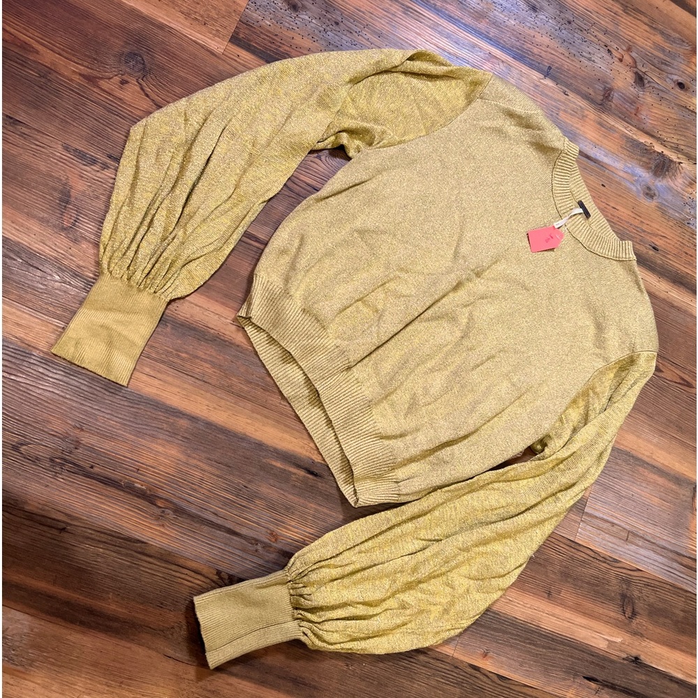 Gold Free People sweater with shoulder pads!
